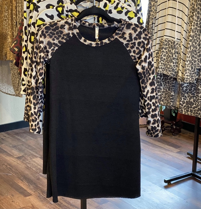 Girls black and leopard longsleeve